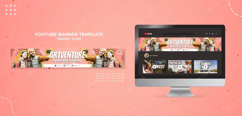 Travel vlog banner template Free Psd