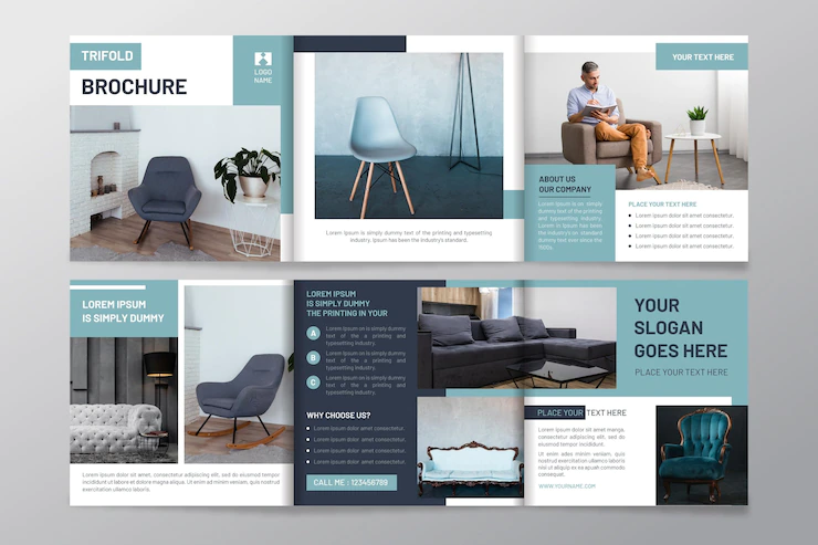 Trifold brochure template with photo Free Vector
