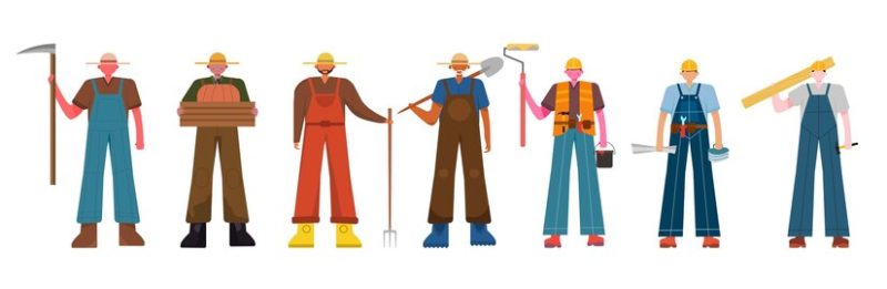 A variety of job bundles for hosting illustration work such as farmer, operator Free Vector