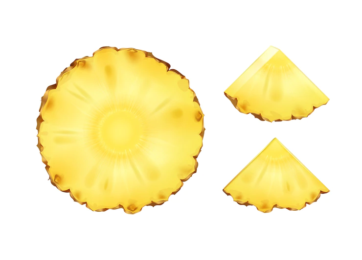 Vector Pineapple Round Triangular Slices Wedges Isolated White Background 1284 45473