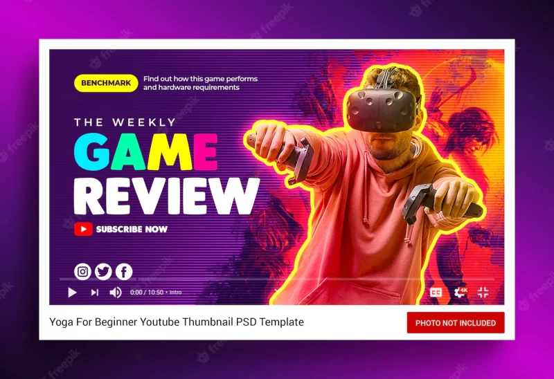 Video game review youtube channel thumbnail and web banner Premium Psd