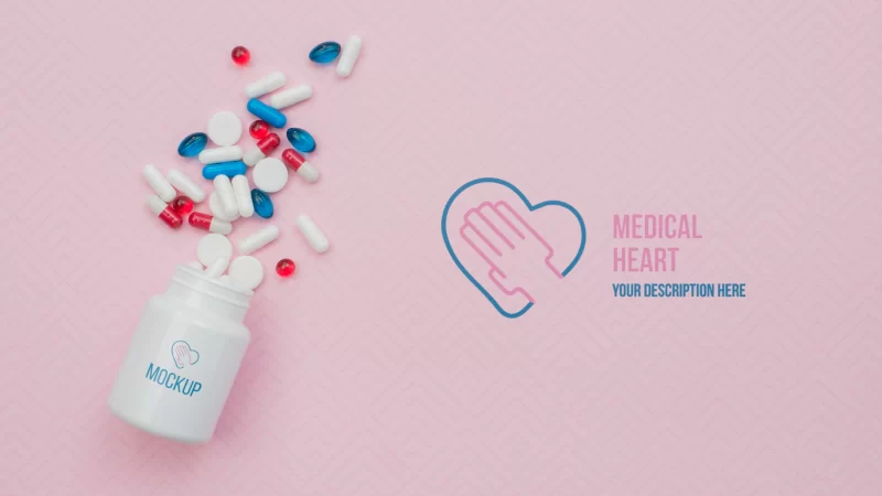 Above view pills with pink background Free Psd Above view pills with pink background Free Psd
