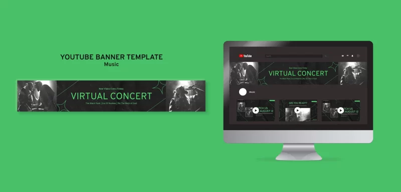 Virtual concert youtube banner template Free Psd