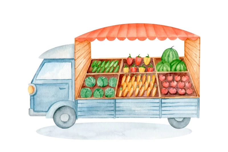 Watercolor farmers market illustration Free Vector