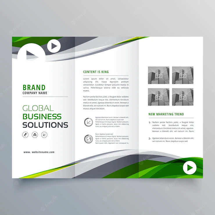 Wavy trifold business brochure template Free Vector
