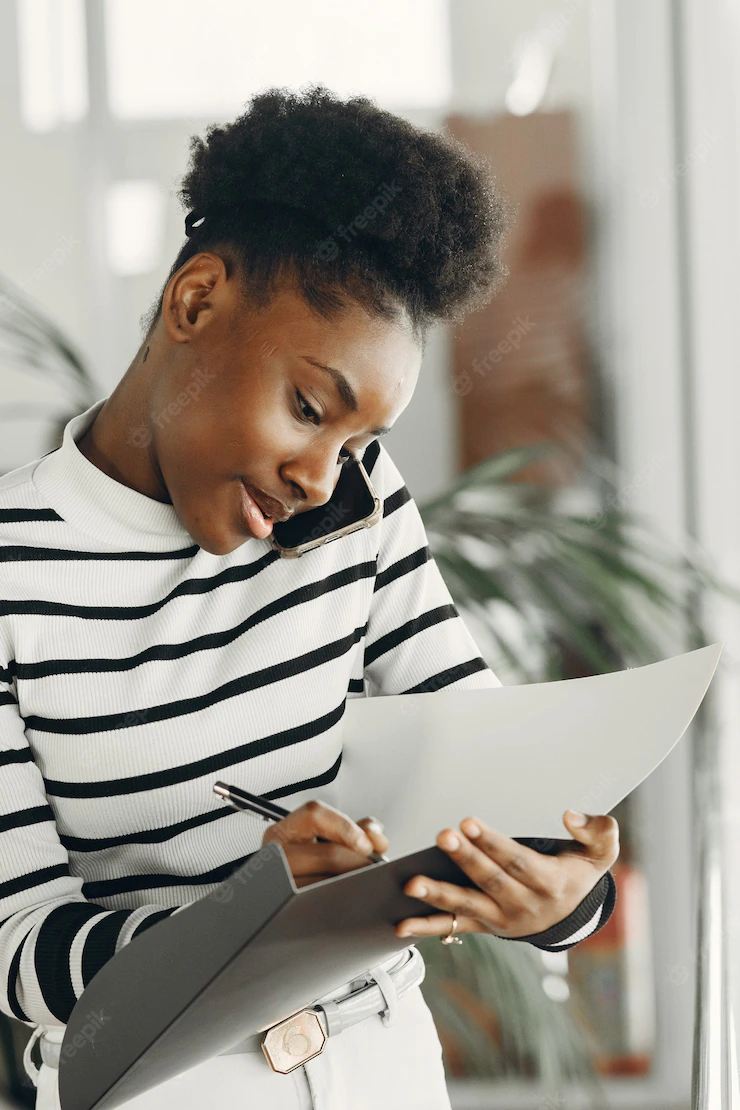 Woman With Mobile Phone Lady With Documents 1157 46418