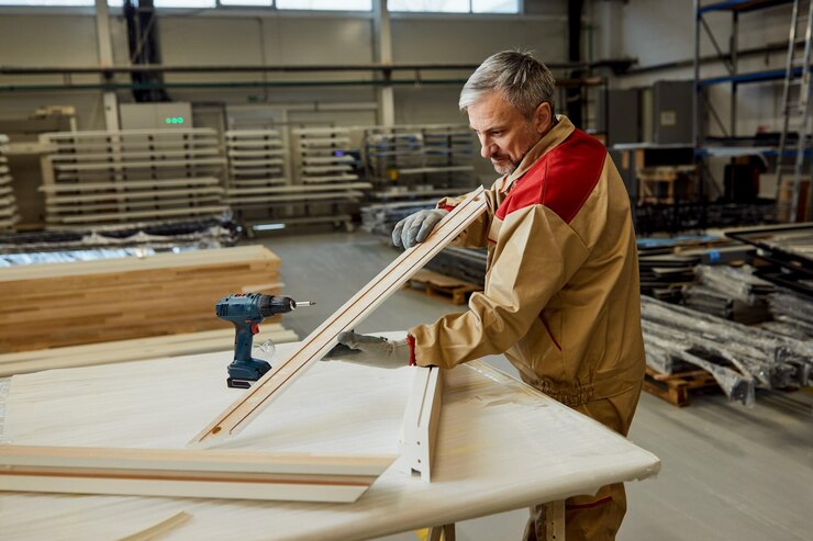 Woodworker Checking Frame Piece While Working Carpentry Workshop 637285 11689