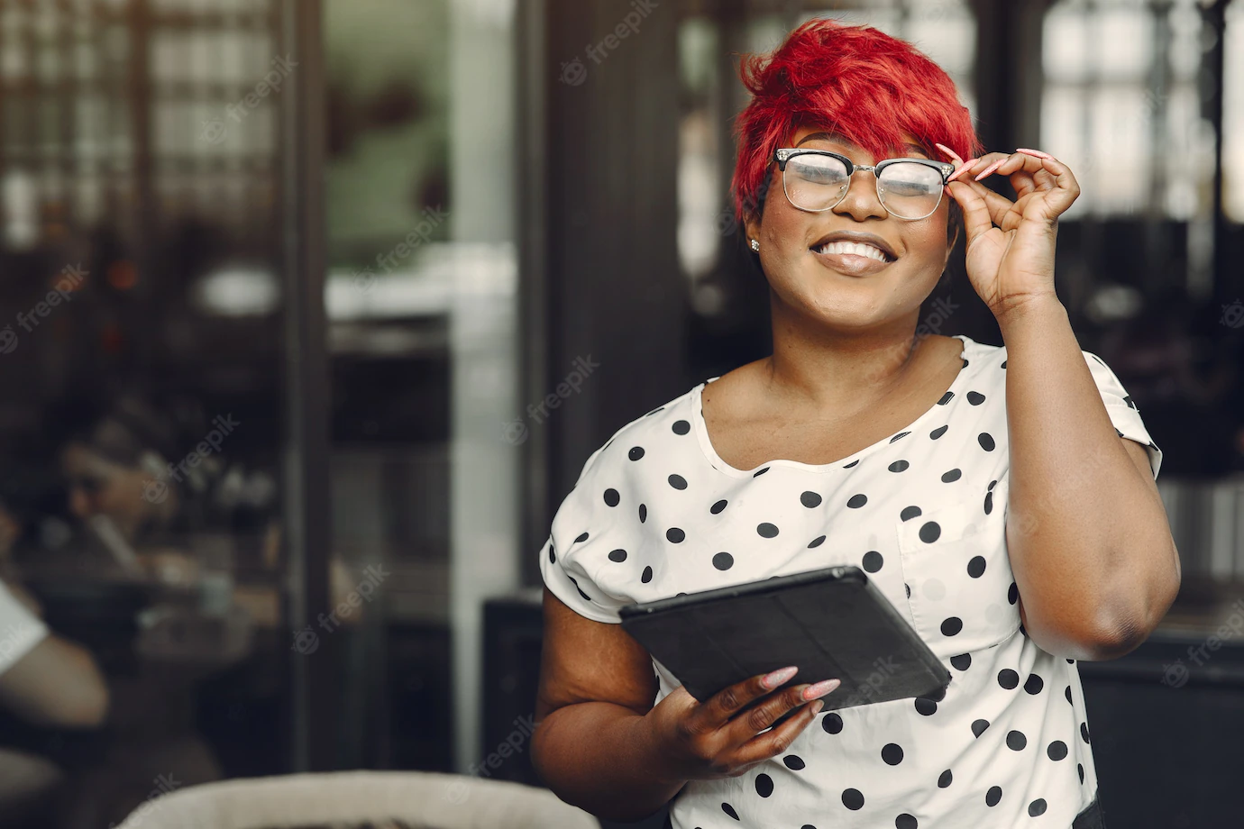 Young African American Female Working Office Lady White Blouse 1157 41622