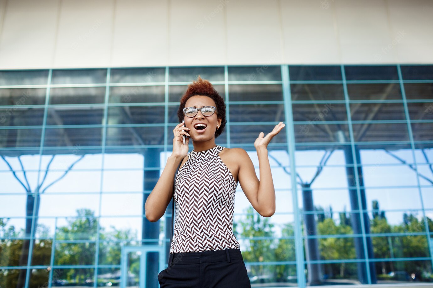 Young Successful African Businesswoman Speaking Phone Business Centre 176420 5682