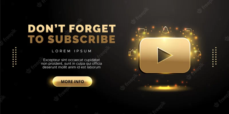 Youtube design in gold on black background Premium Vector