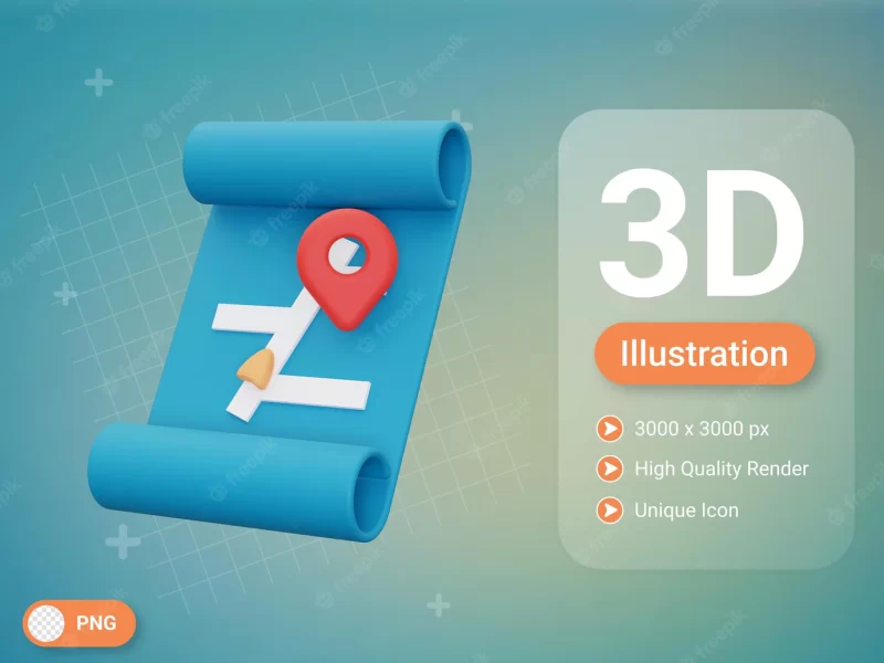 3d map icon Premium Psd