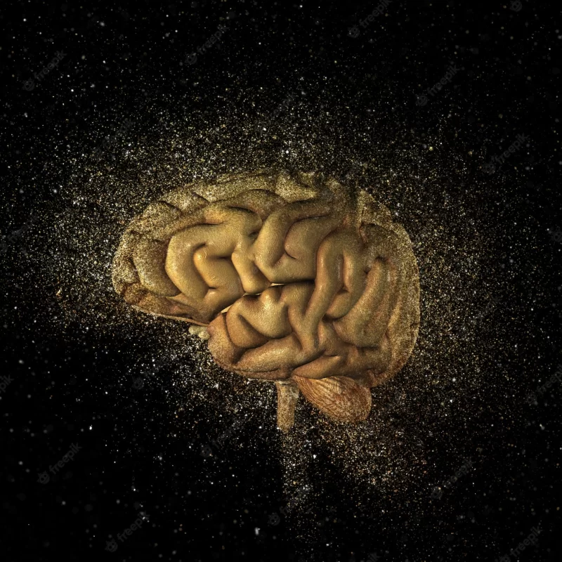 3d render of a brain with a glitter explosion effect Free Photo