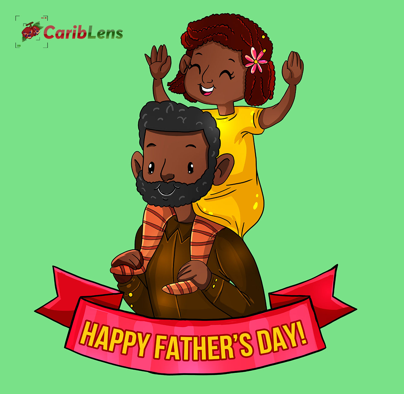 African American Cartoon Happy Fathers Day Banner Copy