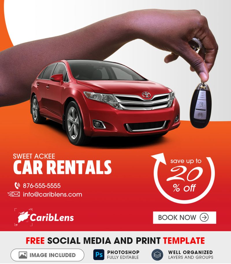 Car Rental Promotional Flyer PSD Template Free Image Download
