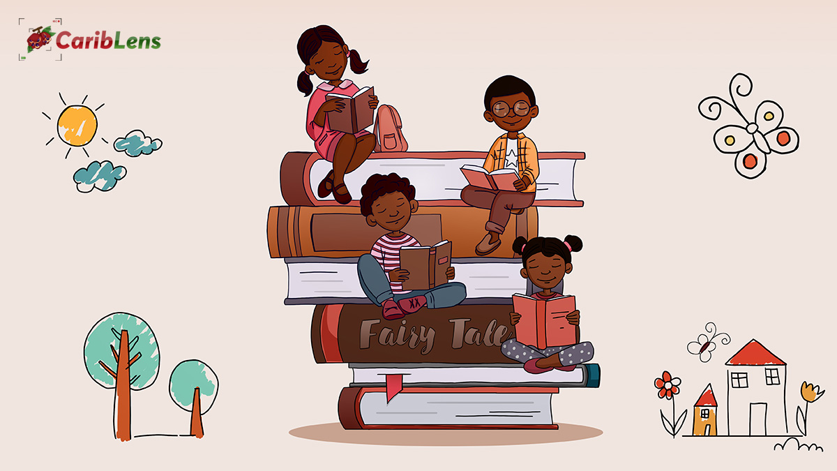 Cartoon African Black Children Reading Books Black Kids Reading At School Copy