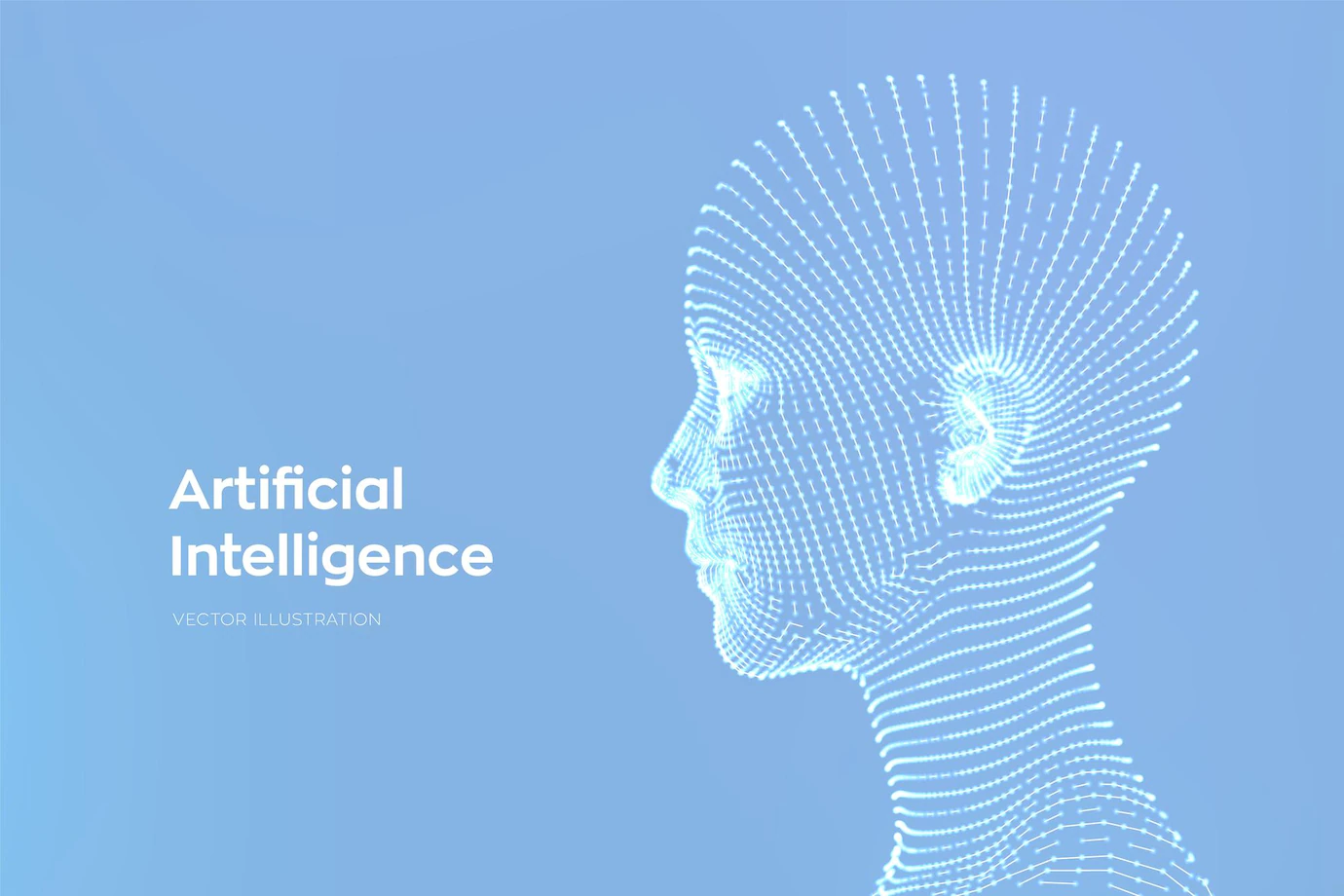 Ai Artificial Intelligence Concept Ai Digital Brain Abstract Digital Human Face Human Head Robot Digital Computer Interpretation Robotics Concept Wireframe Head Concept Vector Illustration 597744 34