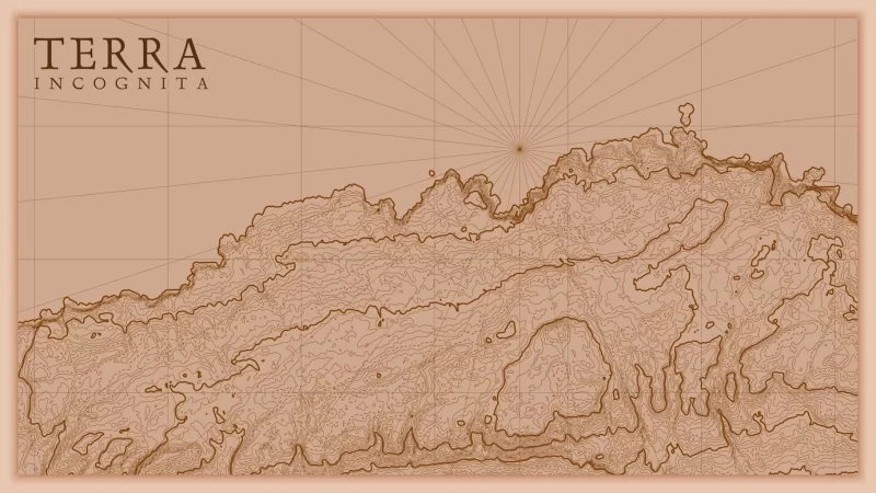 Ancient abstract earth relief old map generated conceptual vector elevation map of fantasy landscape Free Vector