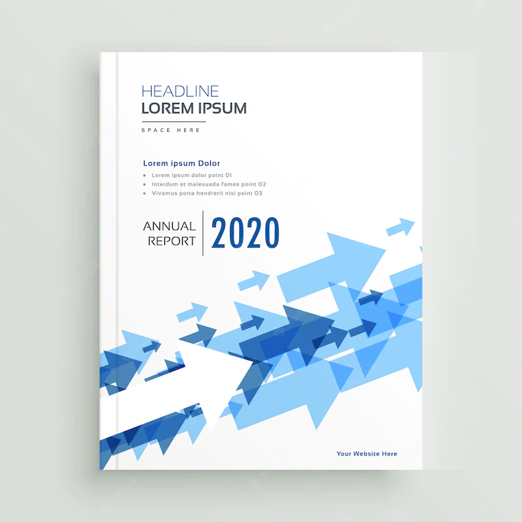 Annual Report Brochure Design With Blue Arrows 1017 13942