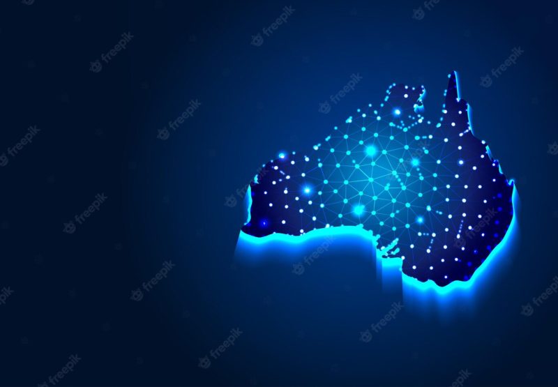 Australian map abstract low poly designs from line and dot wireframe vector illustration Free Vector