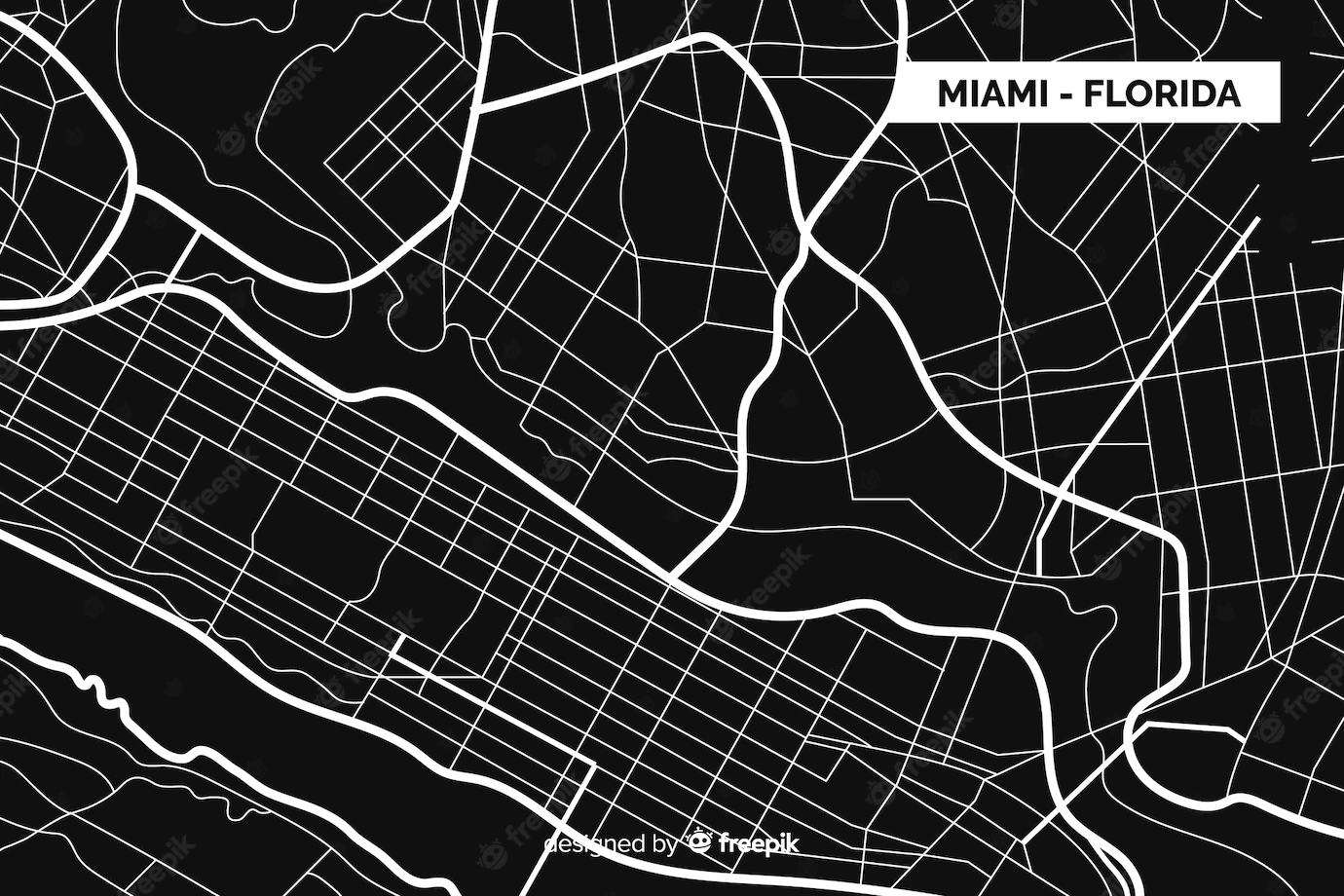 Black White City Map Miami Florida 23 2148319223