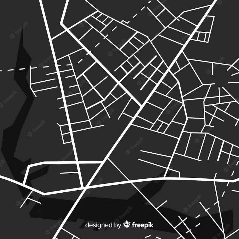 Black and white city map with route Free Vector