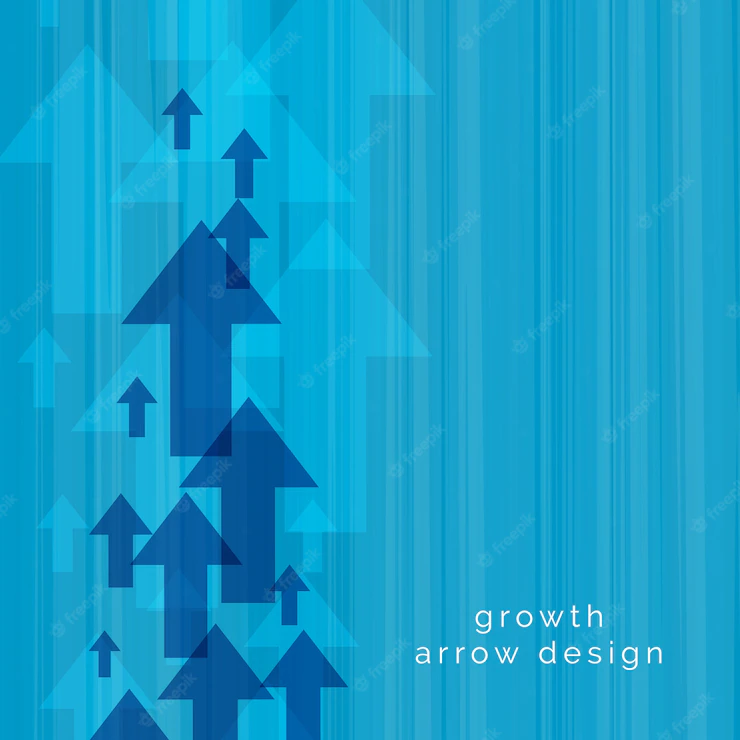 Blue upward arrow vector background Free Vector