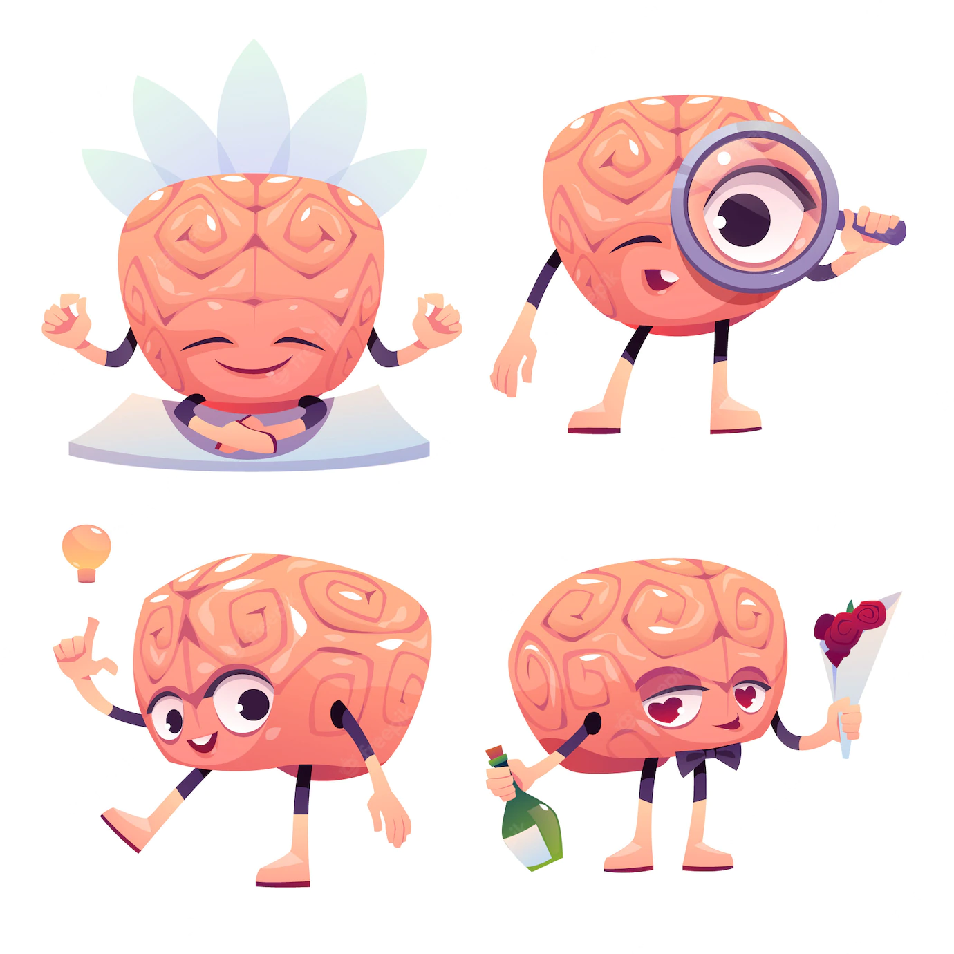 Brain Characters Cartoon Mascot With Funny Face 107791 2302