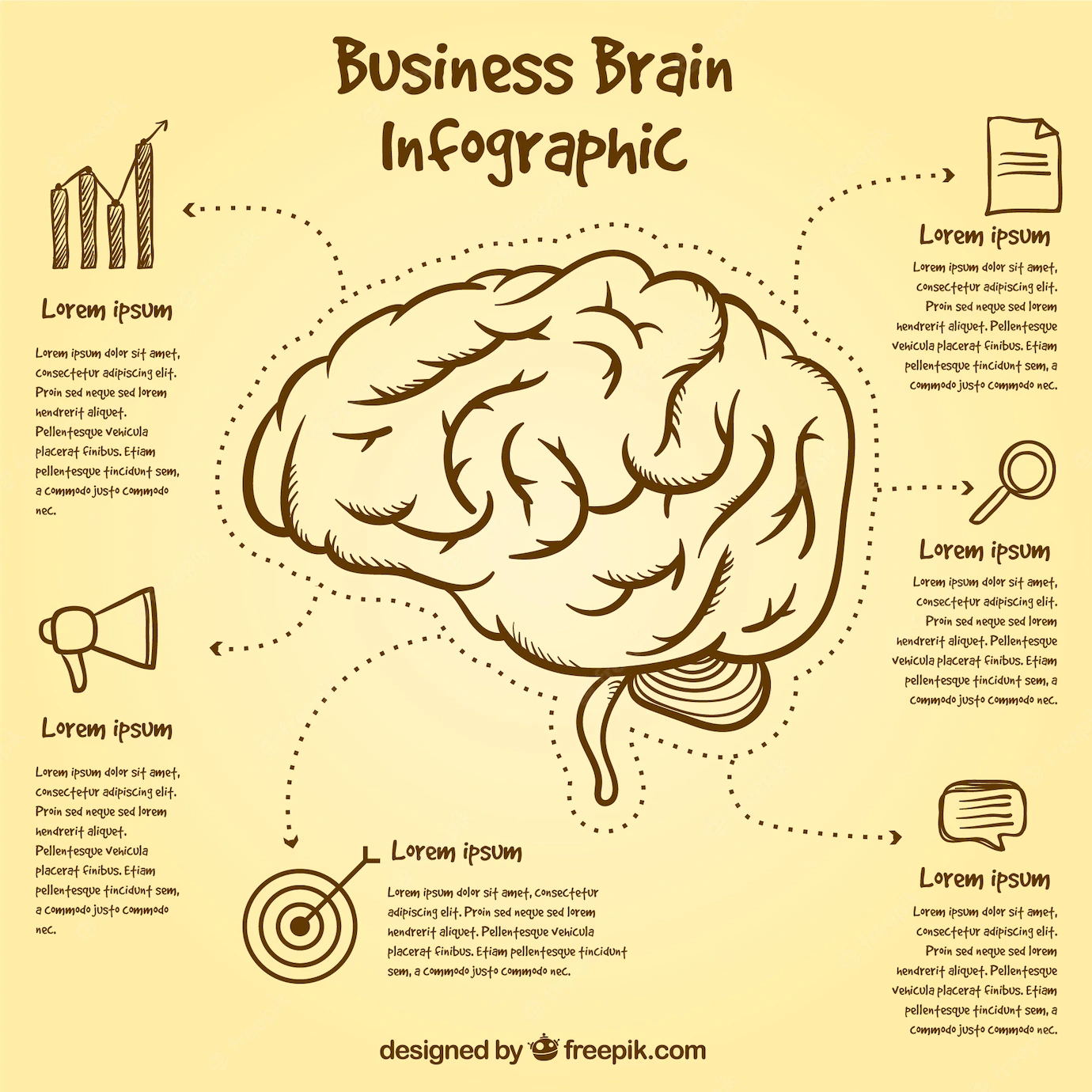 Brain Infographic Template With Hand Drawn Items 23 2147588184