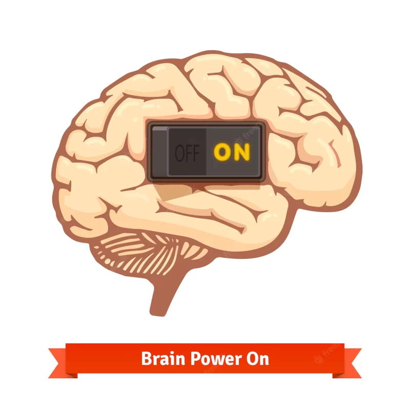 Brain power switch on. strong mind concept Free Vector