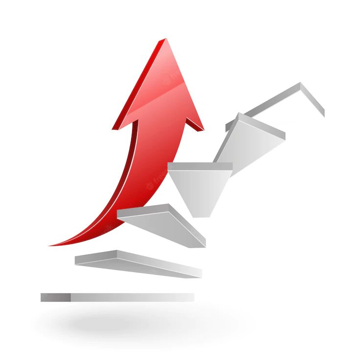 Business Rising Up Stairs Success With Red Arrow White 1284 42743