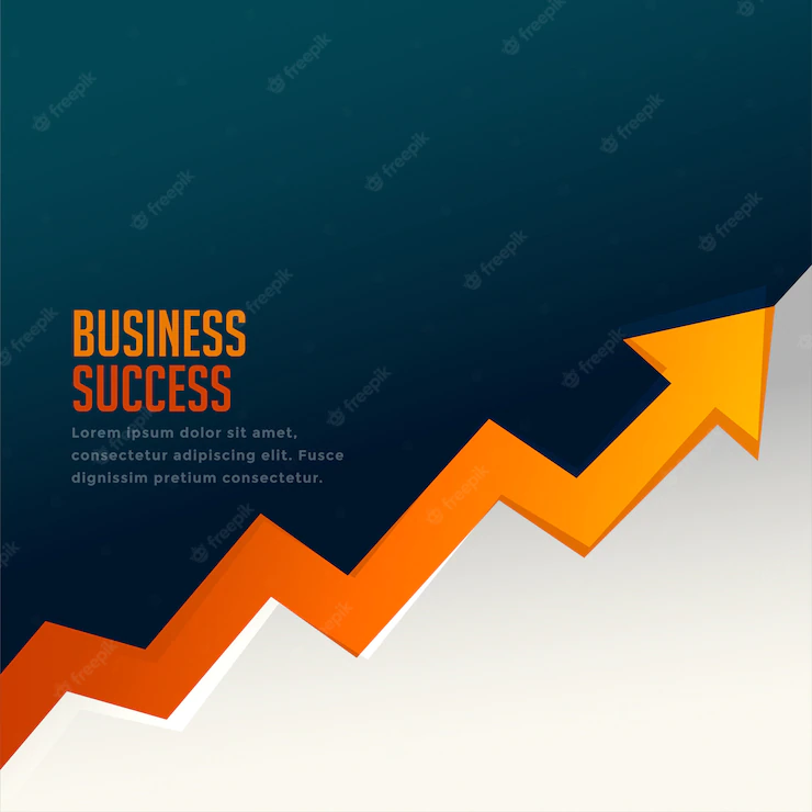 Business success growth arrow with upward arrow Free Vector