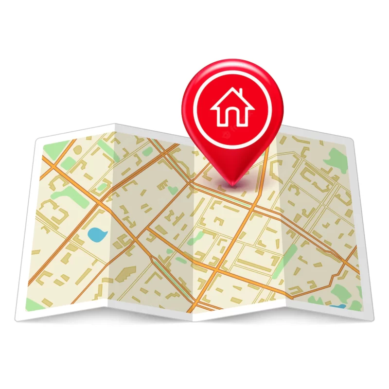 City map with label home pin Free Vector