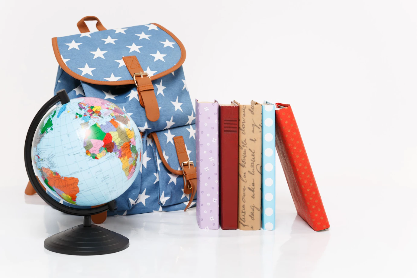 Close Up Globe Blue Backpack With Stars Print Colorful School Books 365776 7611