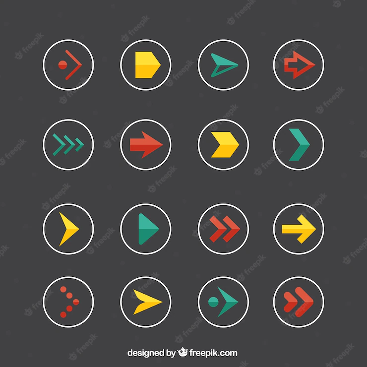 Collection of colorful arrow icons Free Vector