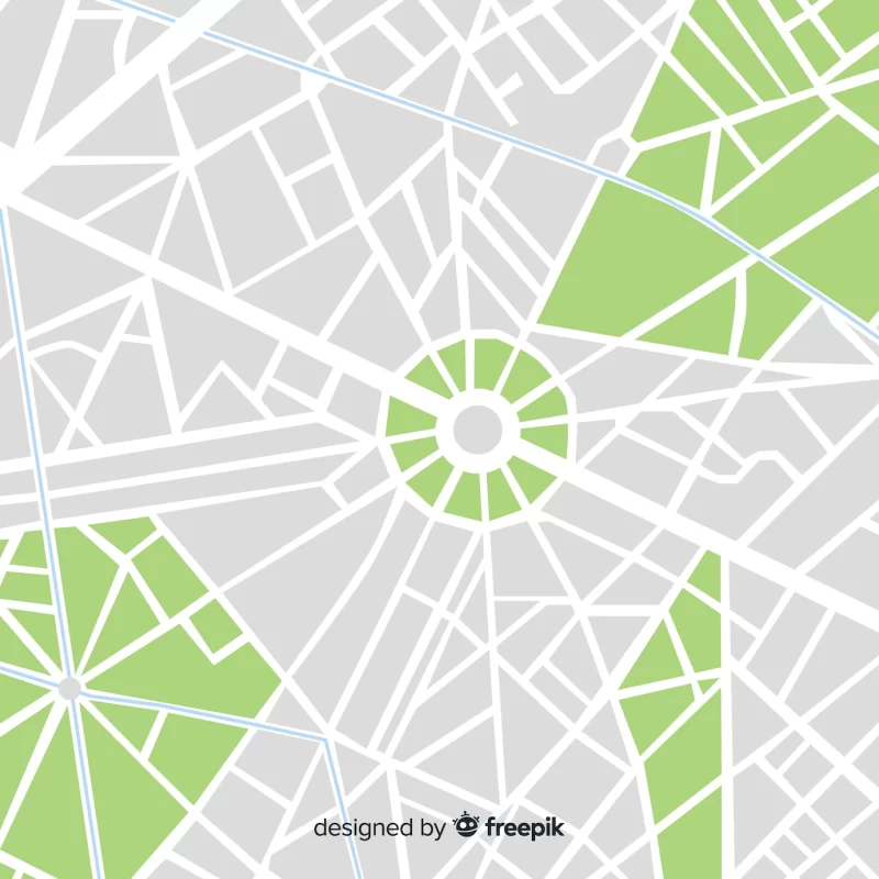 Colored city map with streets and park Free Vector