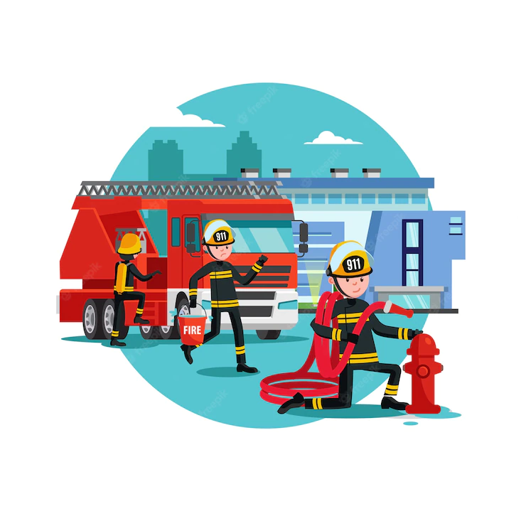 Colorful firefighting template Free Vector