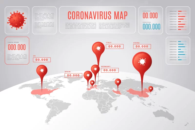 Coronavirus country map infographic Free Vector