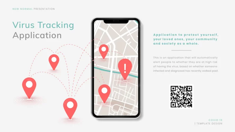 Covid-19 virus tracking app new normal presentation Free Vector