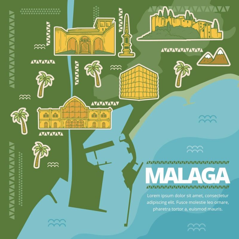 Creative hand drawn Málaga map Free Vector