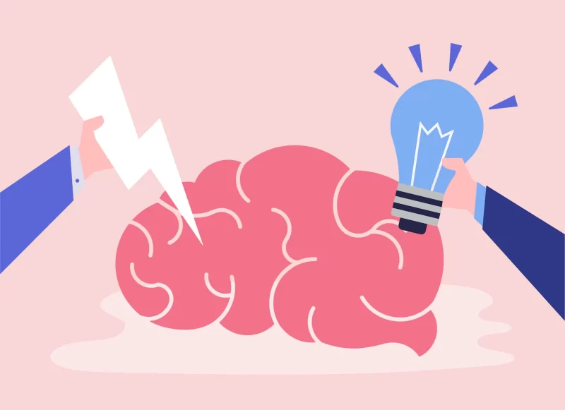 Creative idea and thinking brain icon Free Vector