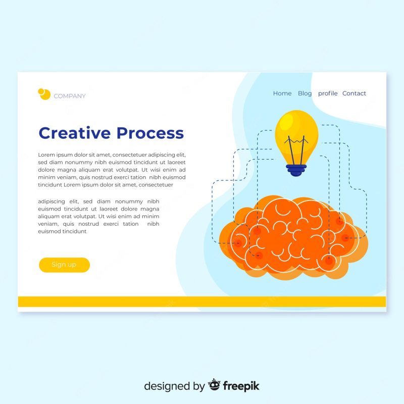 Creative process landing page Free Vector