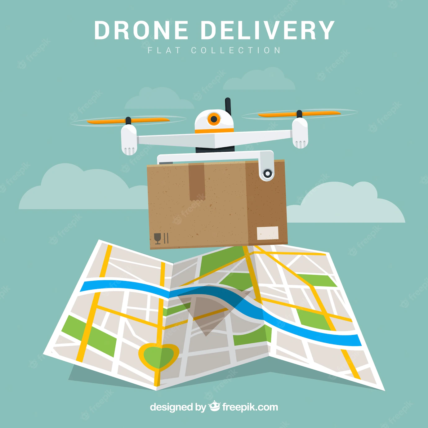 Delivery Drone With Box Map 23 2147690902