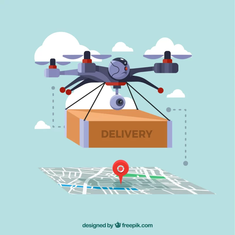 Delivery drone with map Free Vector