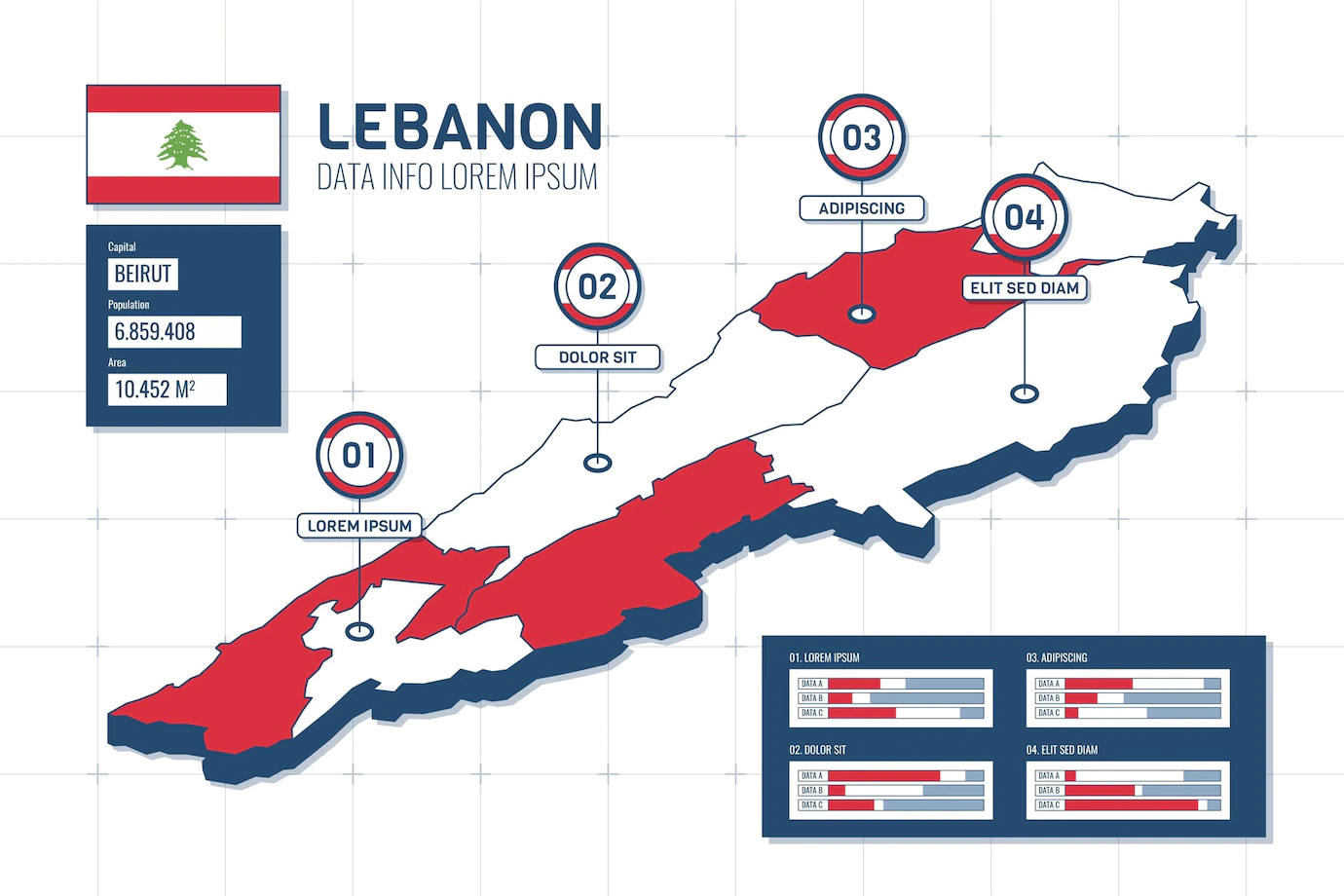 Detailed Isometric Lebanon Map 23 2148985314