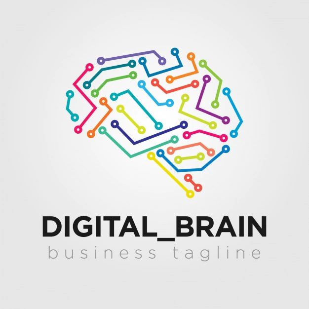 Digital brain logo Free Vector