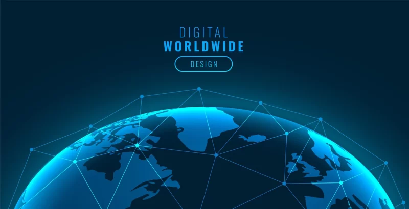 Digital earth with network mesh technology background Free Vector