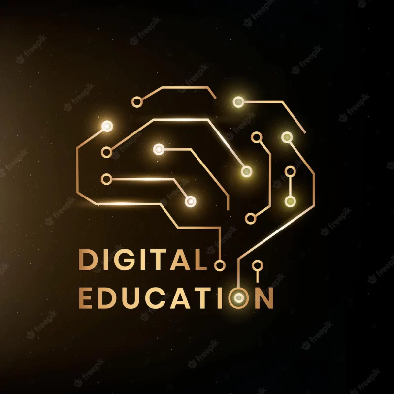 Digital education logo template vector with ai brain graphic Free Vector