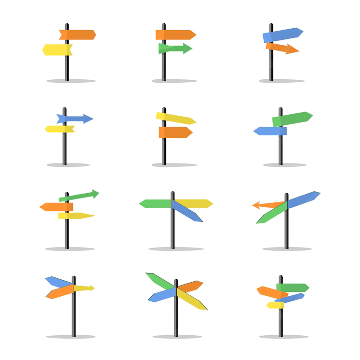 Direction signposts and arrows set Free Vector - Cariblens