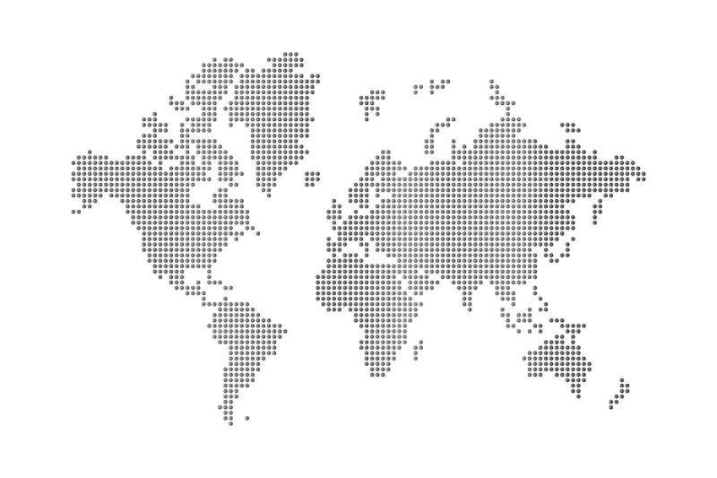 Dots world map on white background Premium Photo