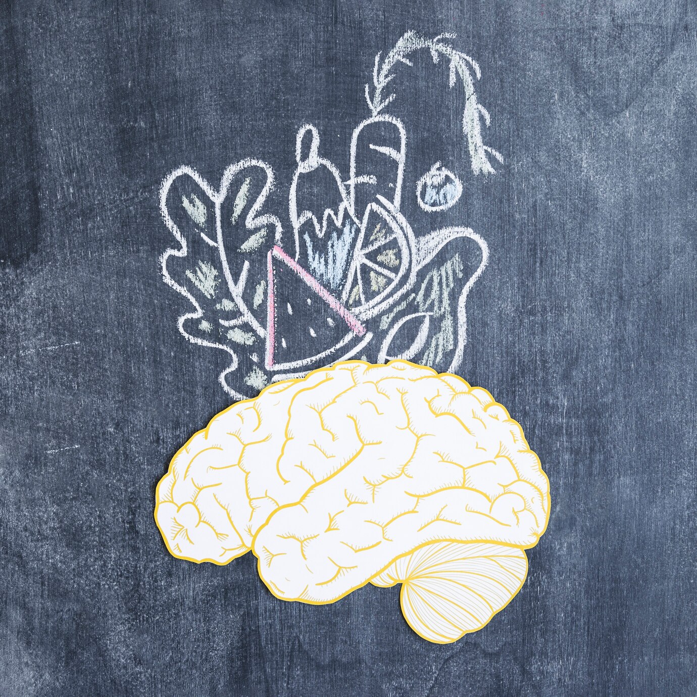 Drawn Vegetables Brain Chalkboard 23 2147873941